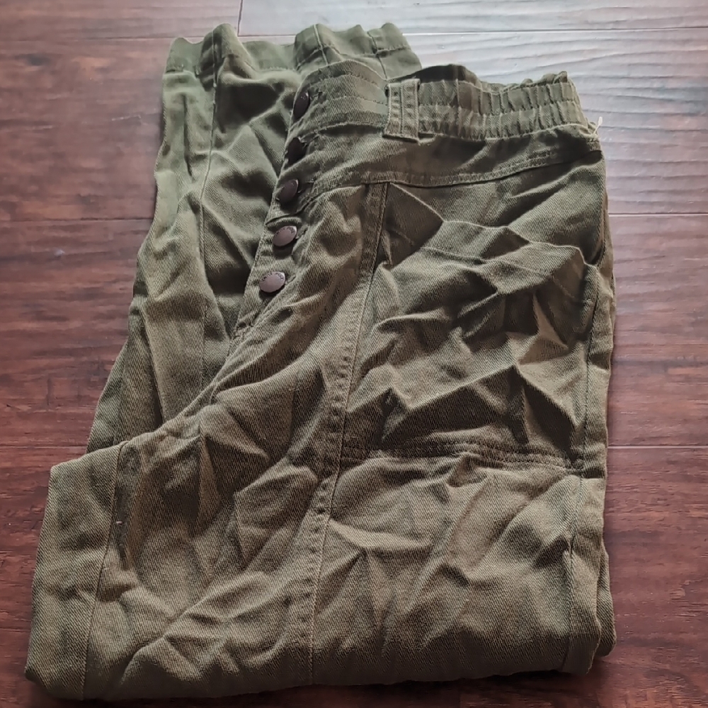 Knox Rose Green Wide Leg Pants with Elastic Waistband
